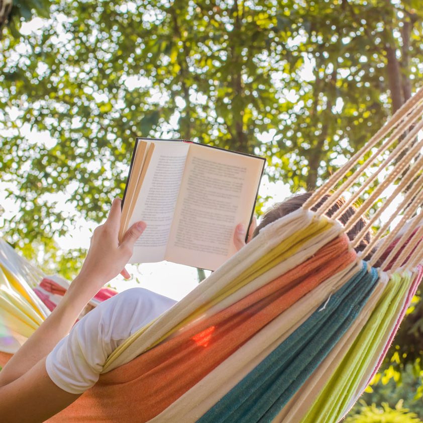 reading on a hammock